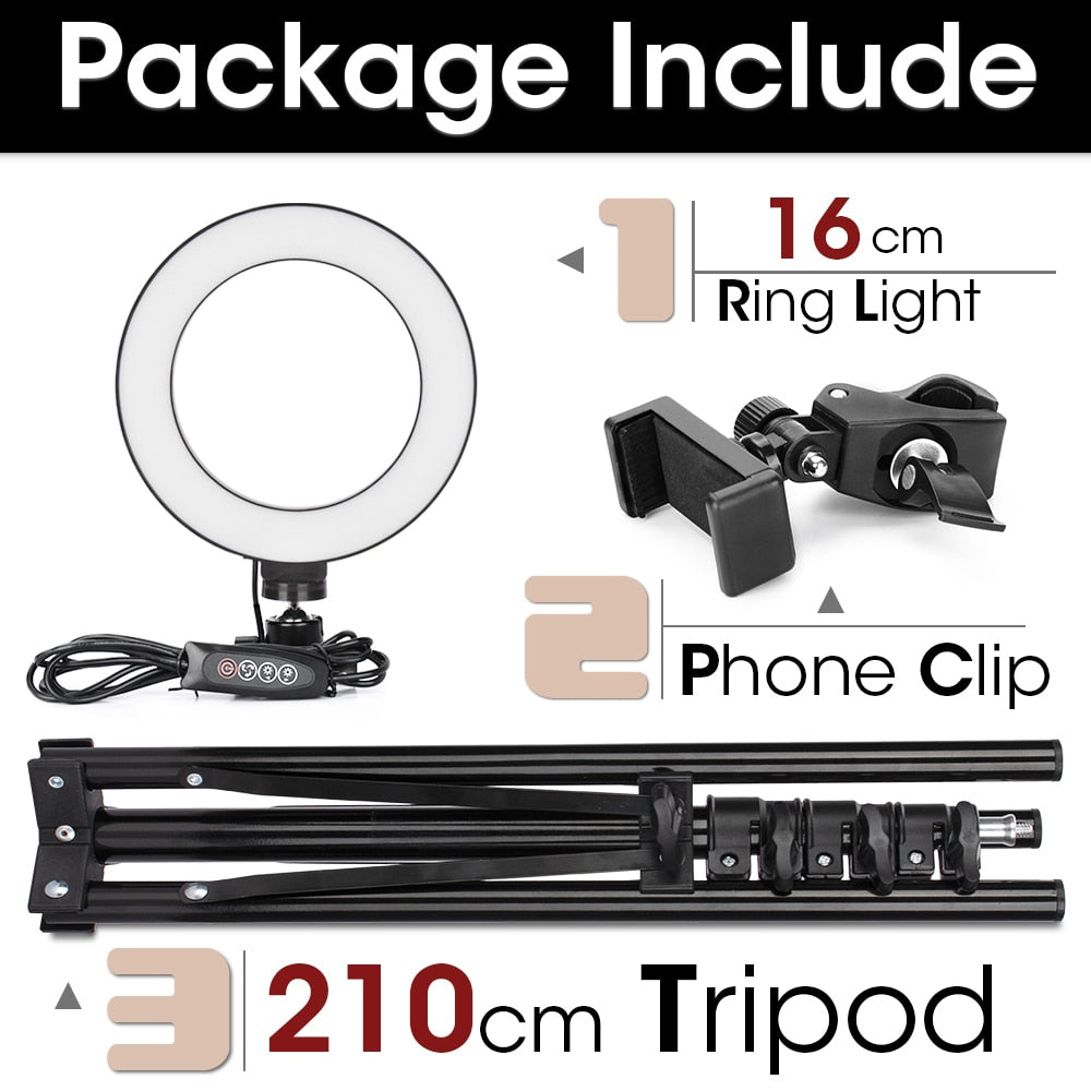 Dimbart LED-ringlys for kamera, mobil og video