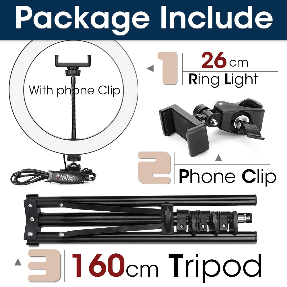 Dimbart LED-ringlys for kamera, mobil og video