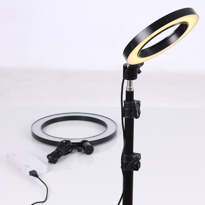 Dimbart LED-ringlys for kamera, mobil og video
