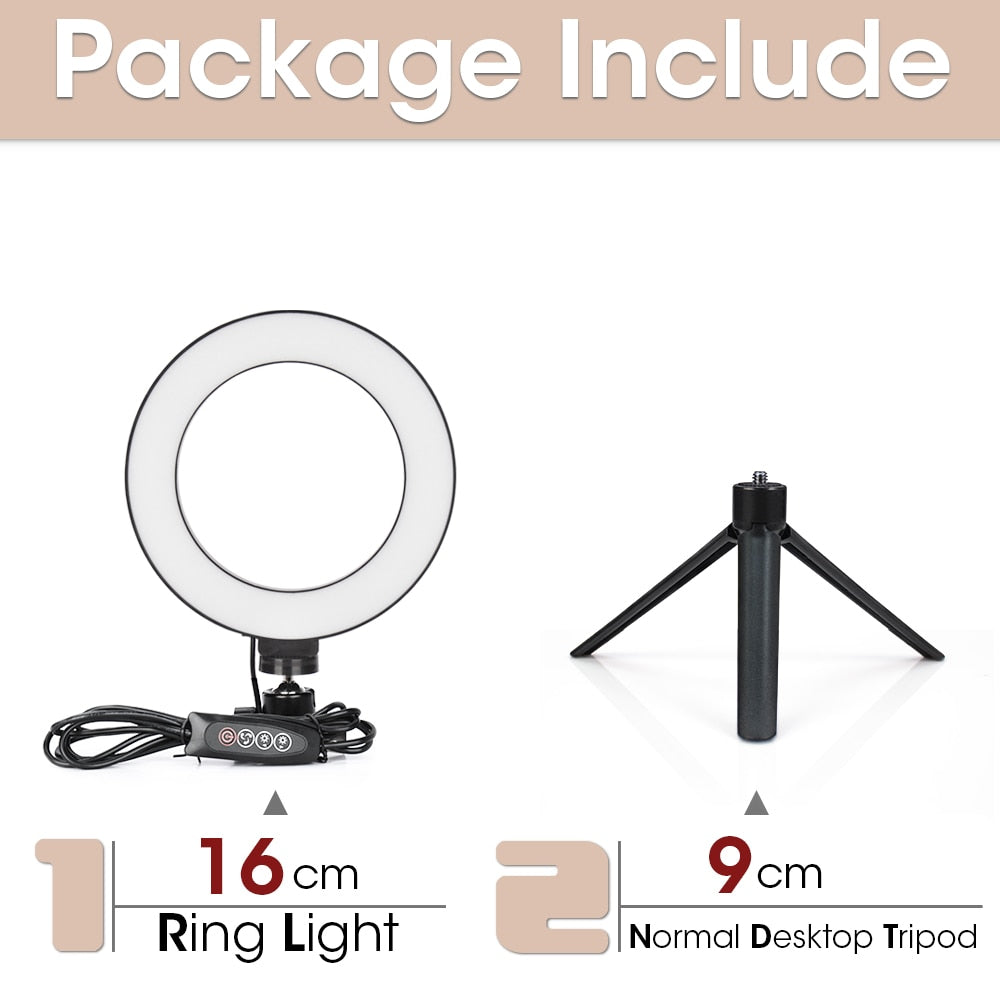 Dimbart LED-ringlys for kamera, mobil og video