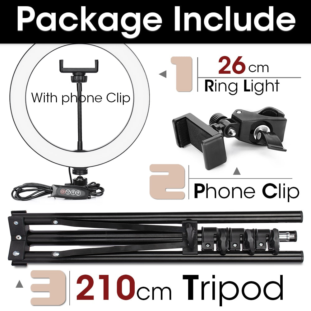 Dimbart LED-ringlys for kamera, mobil og video