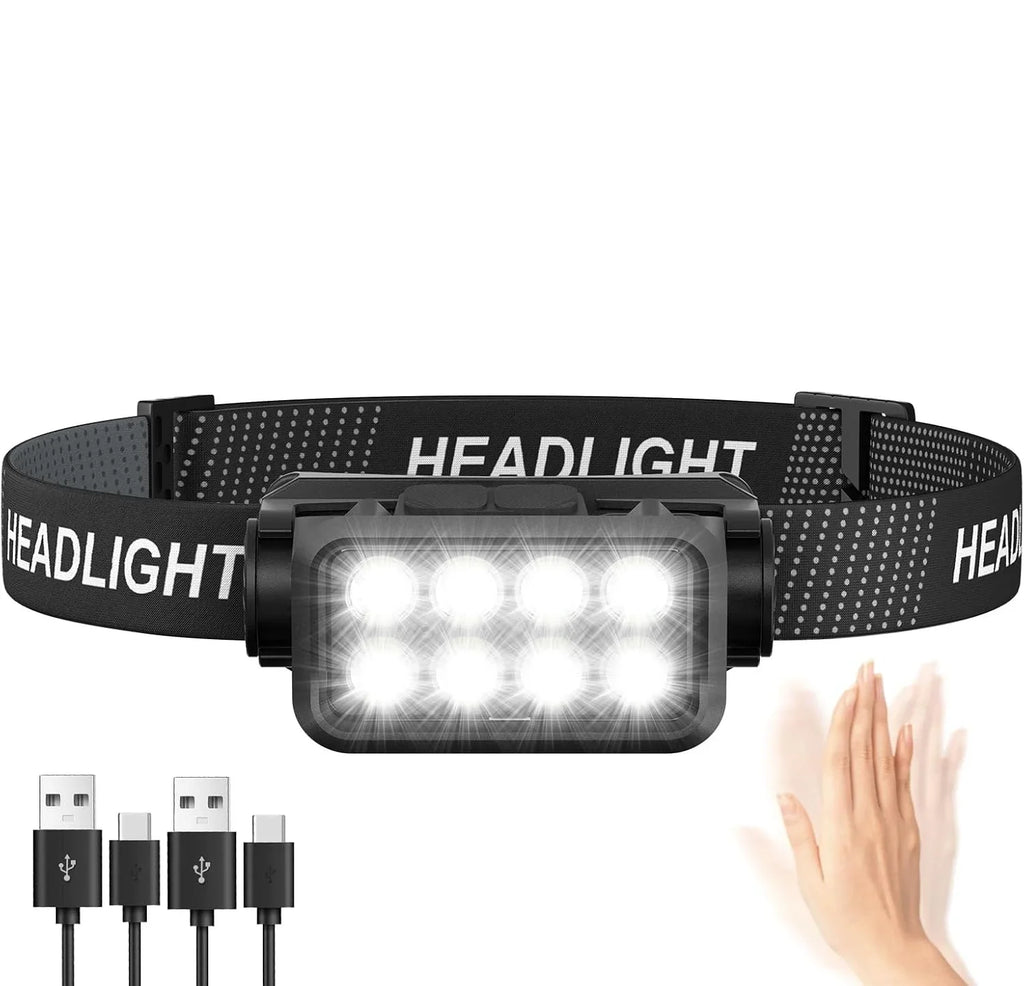 LED hodelykt med bevegelsessensor – oppladbar & ultralett
