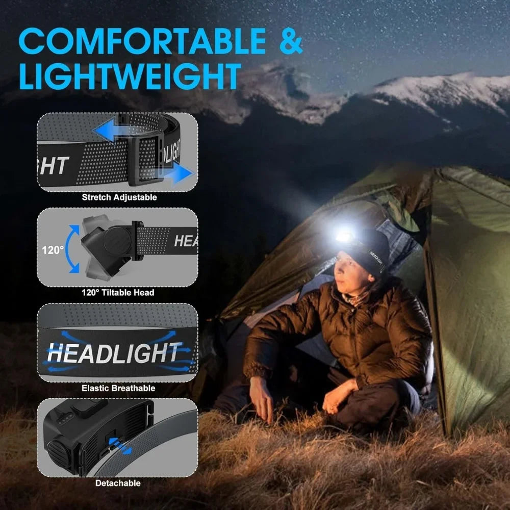 LED hodelykt med bevegelsessensor – oppladbar & ultralett