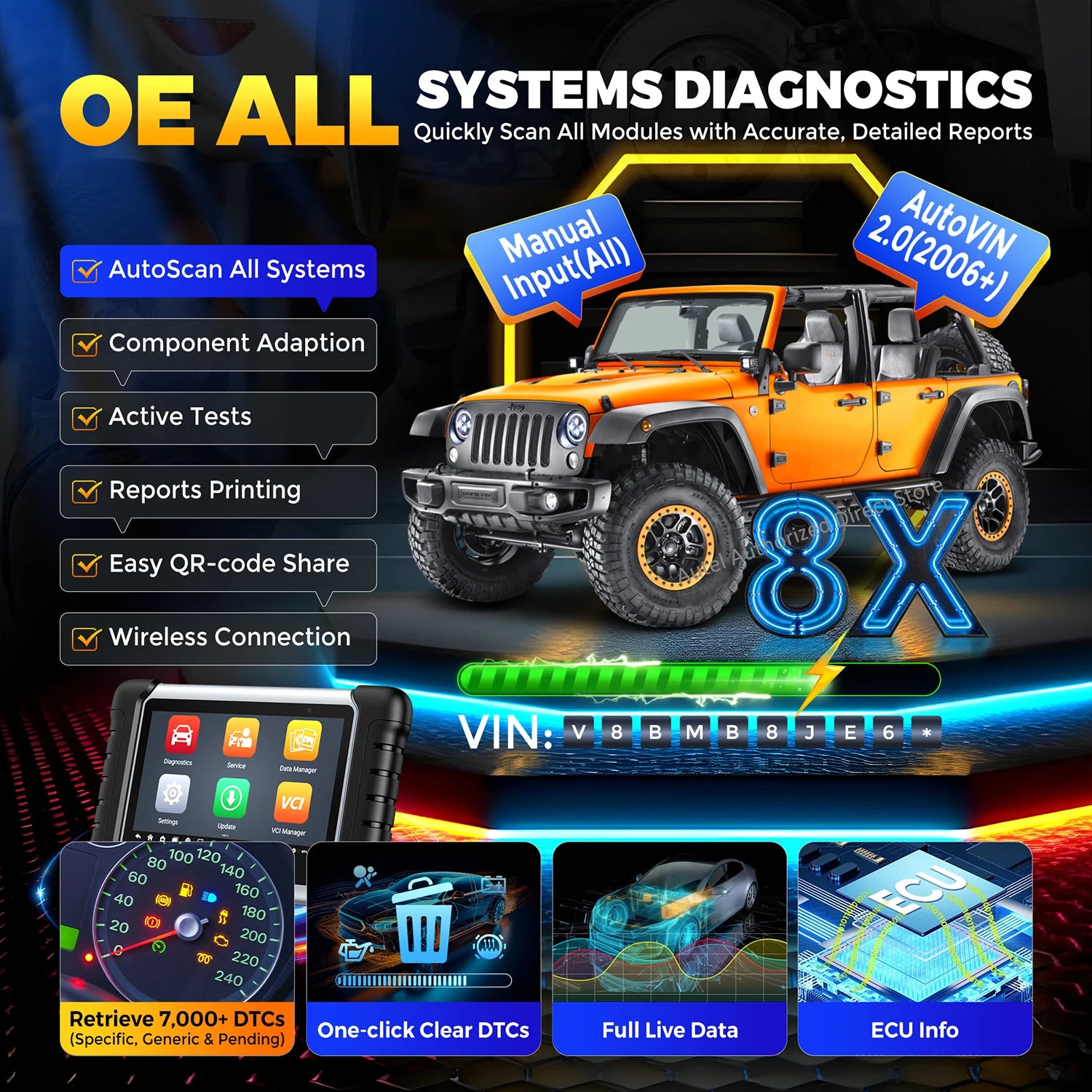 Autel MaxiCOM MK808BT Pro – Profesjonell OBD2 diagnoseverktøy med Bluetooth