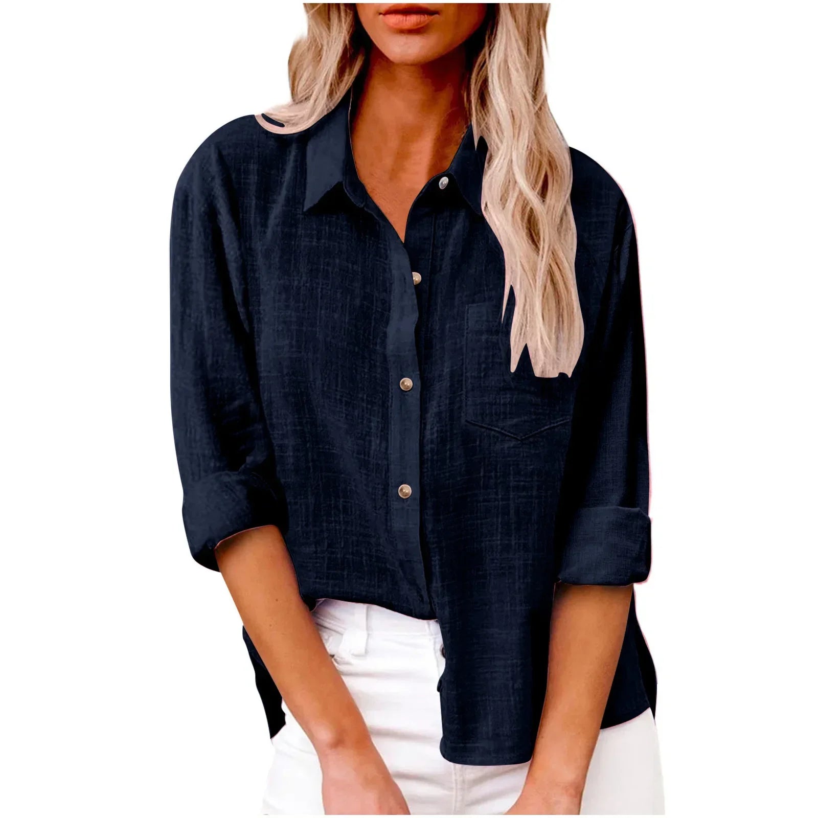Bomull & lin skjorte for kvinner