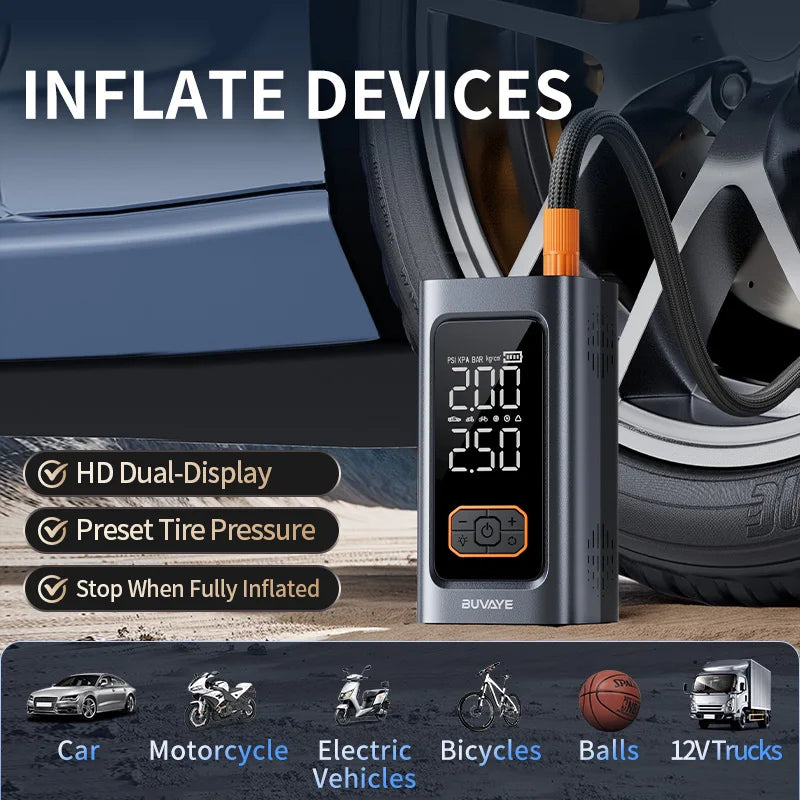 Kraftig bilstarter med luftpumpe 10000mAh – Nødstart & powerbank (12V bensin/diesel)