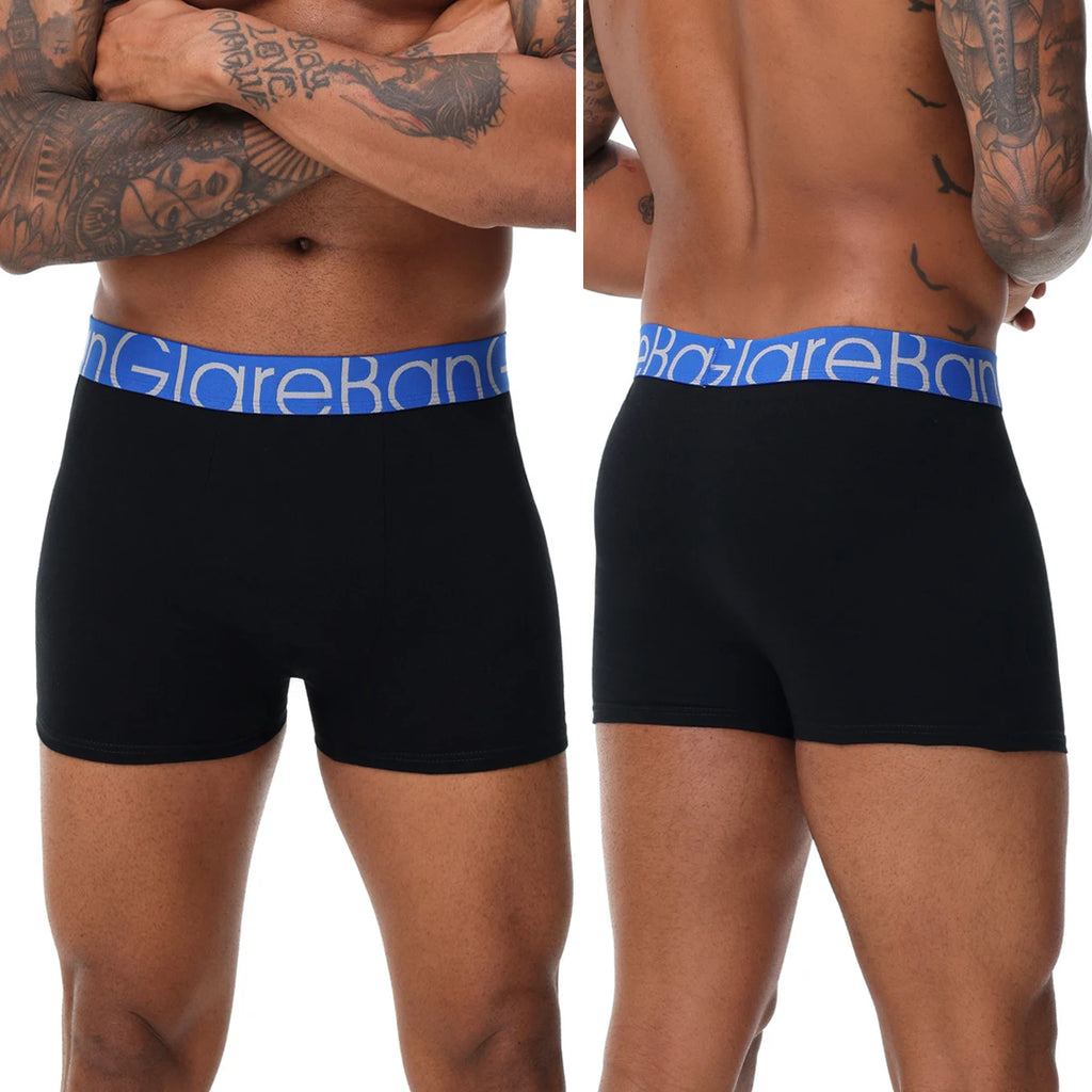 10-pakning med svarte bomulls-boksershorts for menn