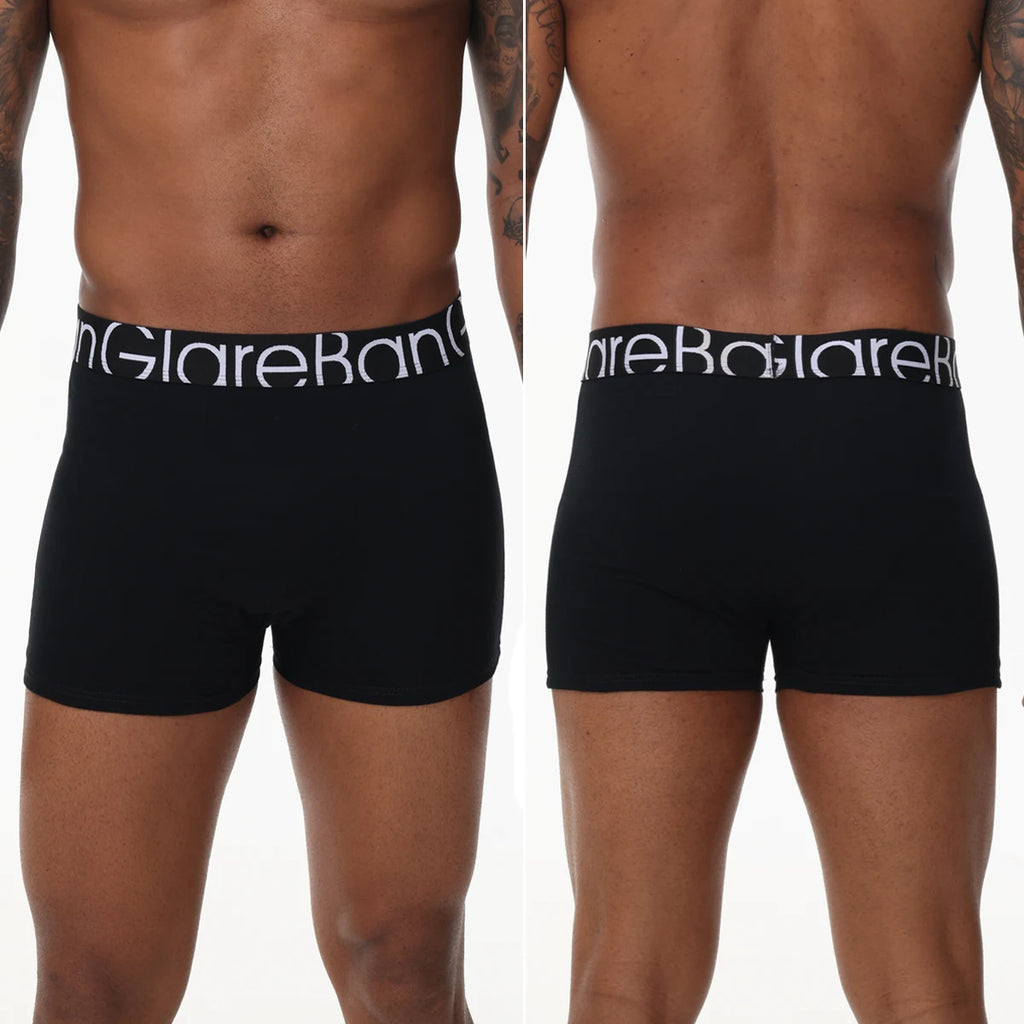 10-pakning med svarte bomulls-boksershorts for menn