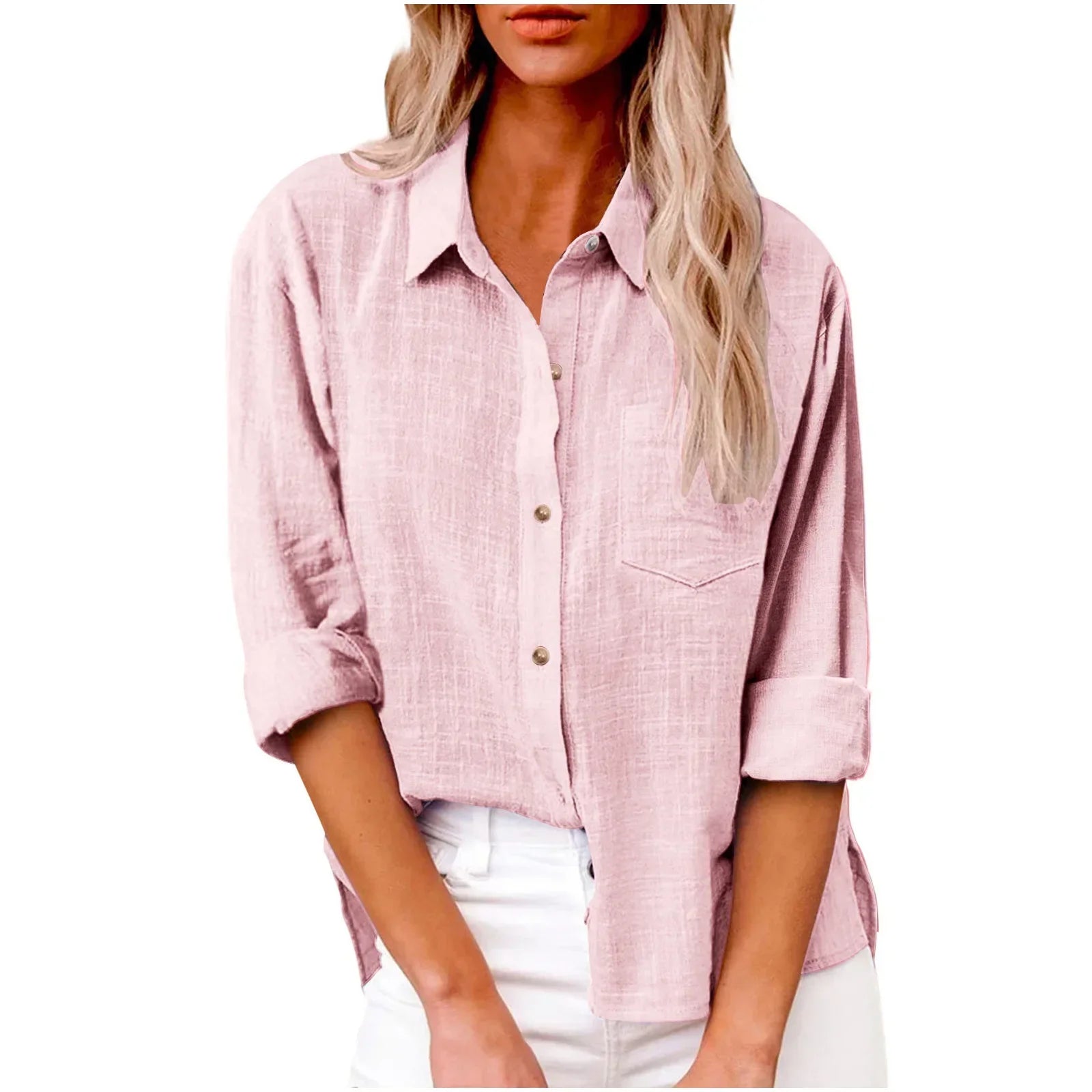 Bomull & lin skjorte for kvinner