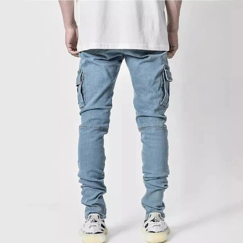 Elastiske Herrejeans med Cargo Lommer