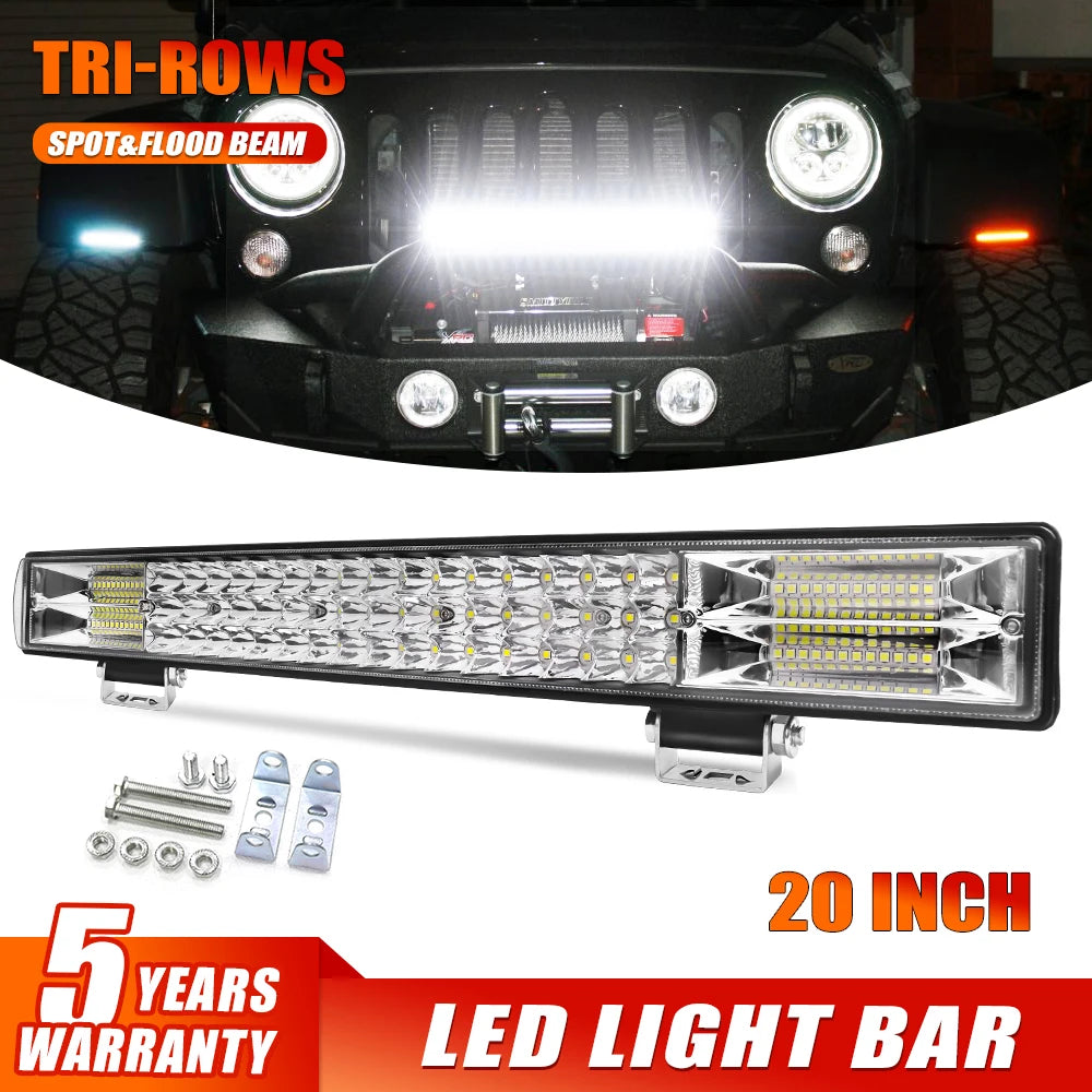 LED arbeidslysbar 12”–20” – Kraftig LED bar for bil, ATV og SUV (6500K)