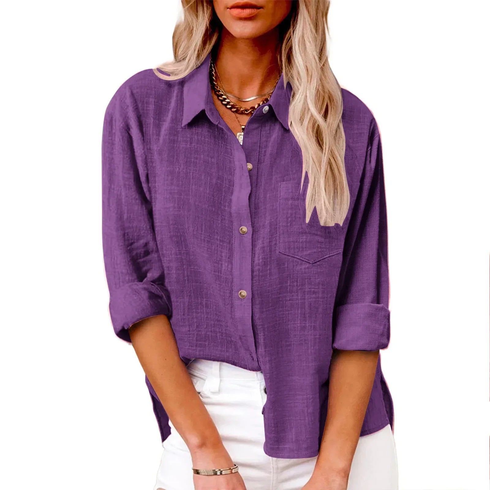 Bomull & lin skjorte for kvinner