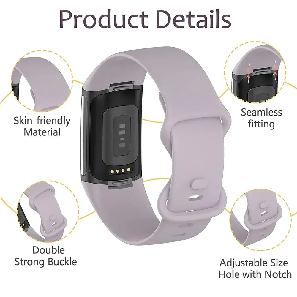 Silikonrem til Fitbit Charge 5 & Charge 6 – Komfortabel, Justerbar og Slitesterk