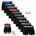 10-pakning med svarte bomulls-boksershorts for menn