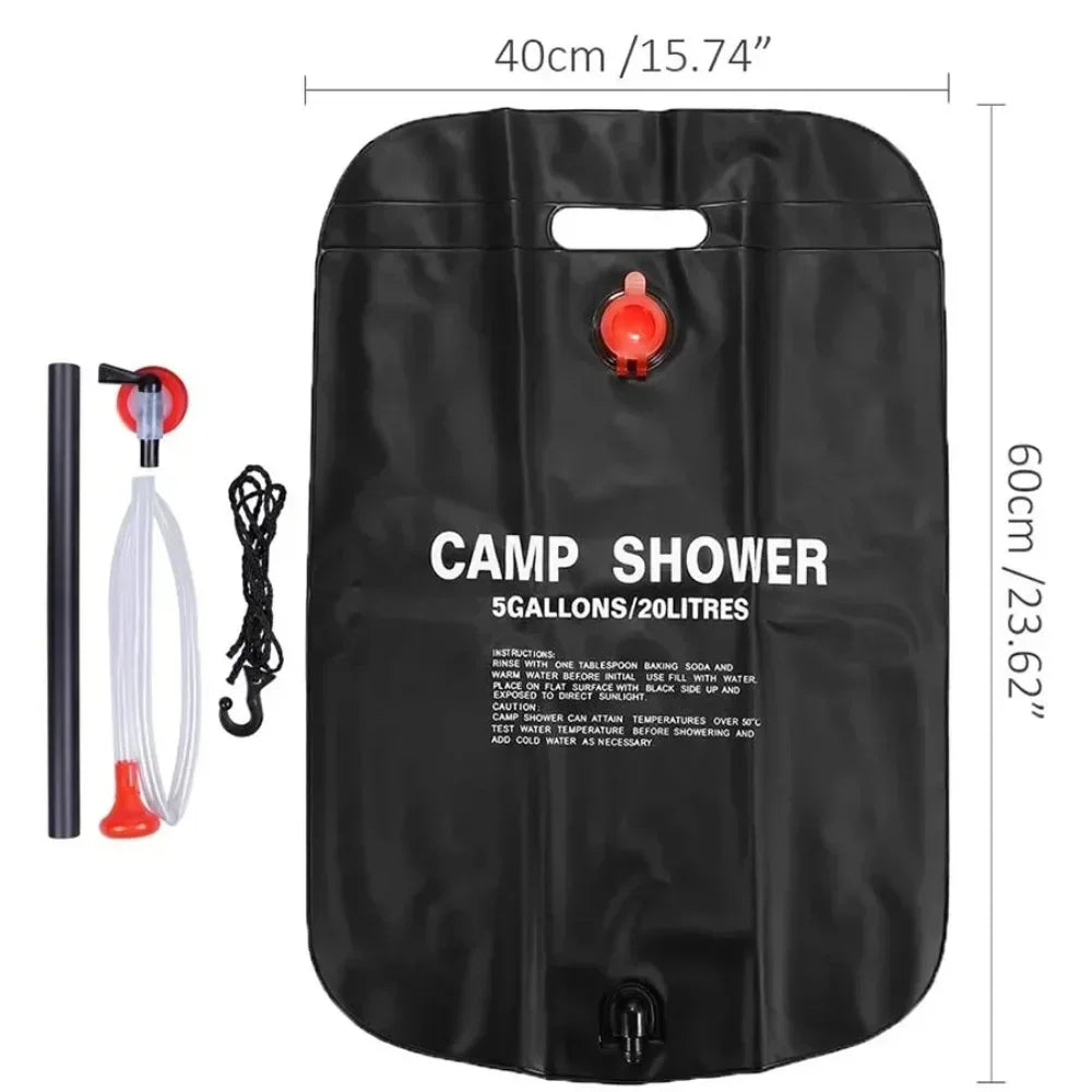 Soloppvarmet dusjpose 20L – perfekt for camping, strand og tur 🚿☀️
