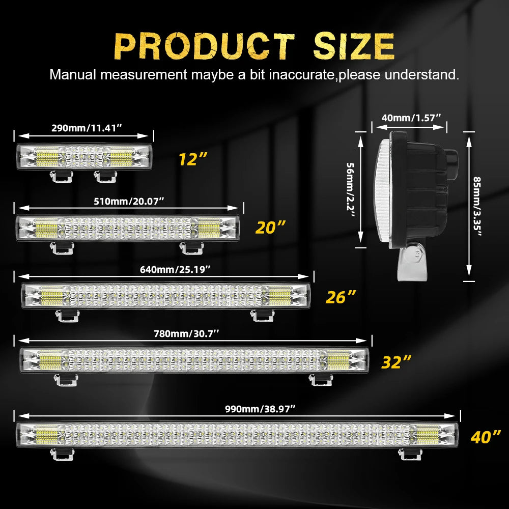 LED arbeidslysbar 12”–20” – Kraftig LED bar for bil, ATV og SUV (6500K)