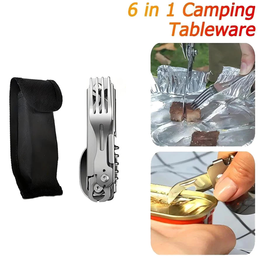 6-i-1 Camping Bestikk – Alt du trenger på tur 🍴