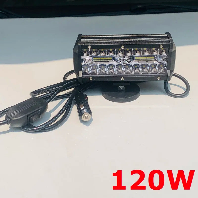 Magnetisk LED arbeidslys 120W–324W – Hvit eller gul lysbar for bil, jakt og camping
