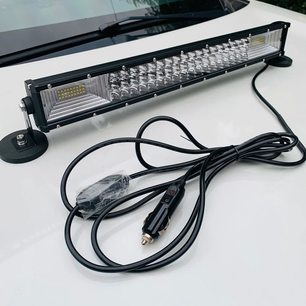 Magnetisk LED arbeidslys 120W–324W – Hvit eller gul lysbar for bil, jakt og camping