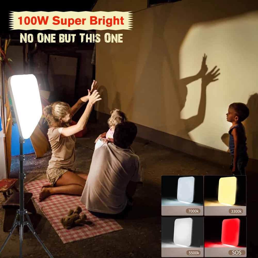 Kraftig LED campinglys 100W – Oppladbar nødlampe med magnet (18000mAh)