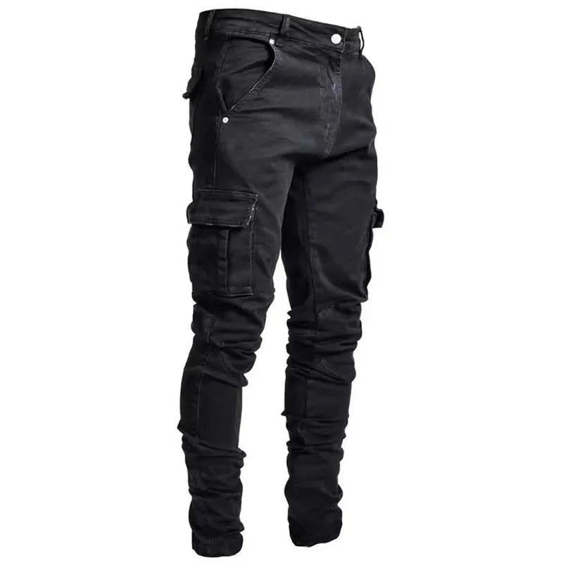 Elastiske Herrejeans med Cargo Lommer