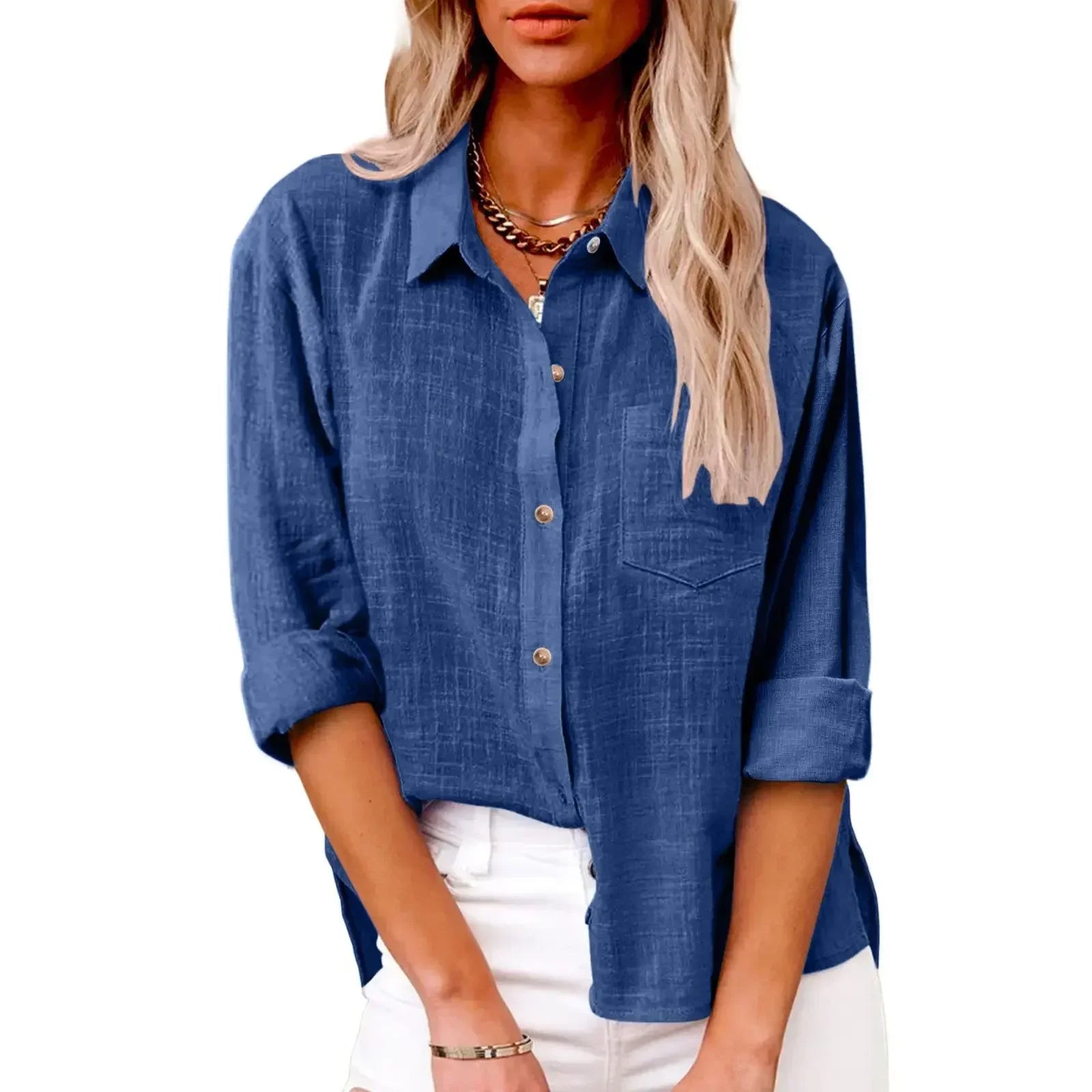 Bomull & lin skjorte for kvinner
