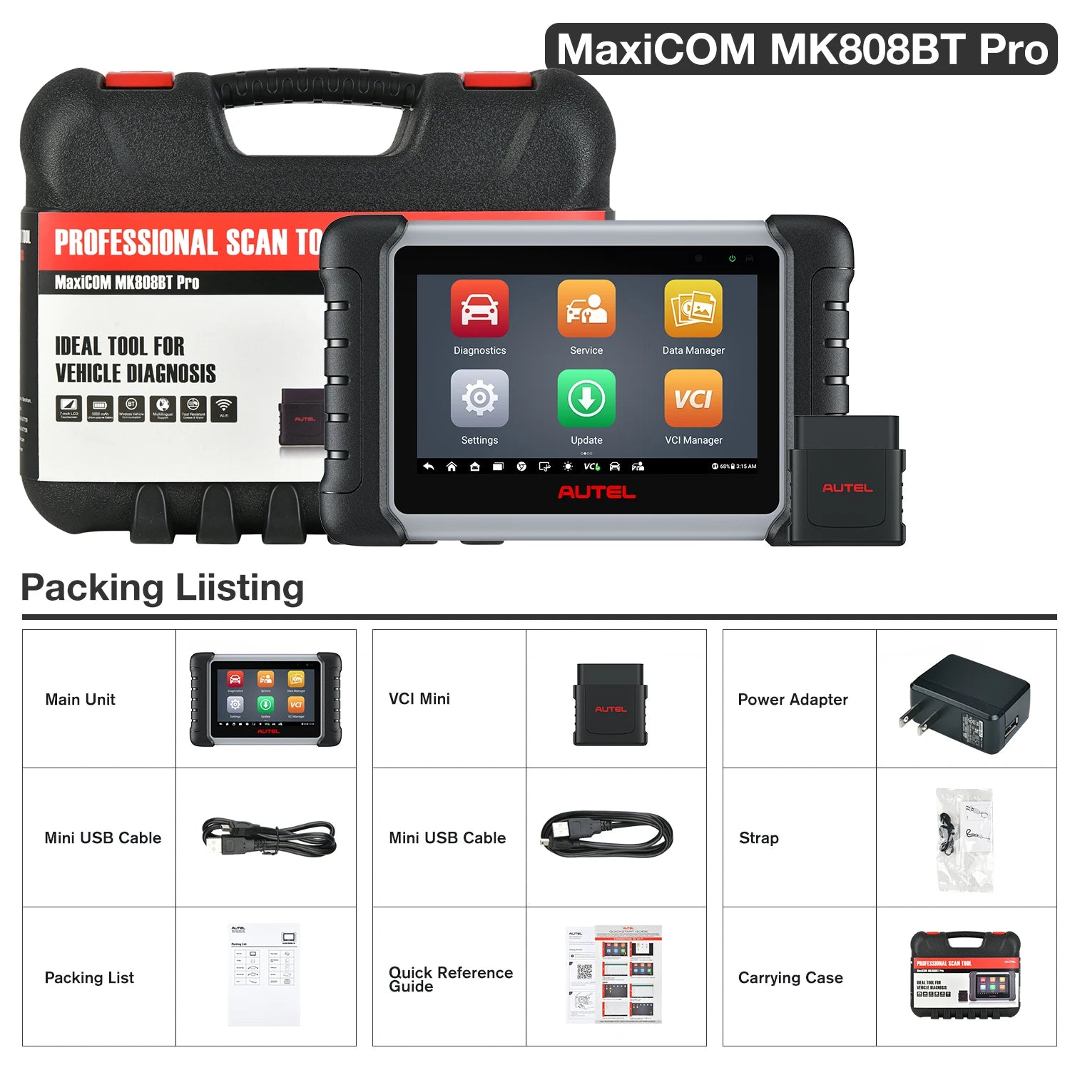Autel MaxiCOM MK808BT Pro – Profesjonell OBD2 diagnoseverktøy med Bluetooth