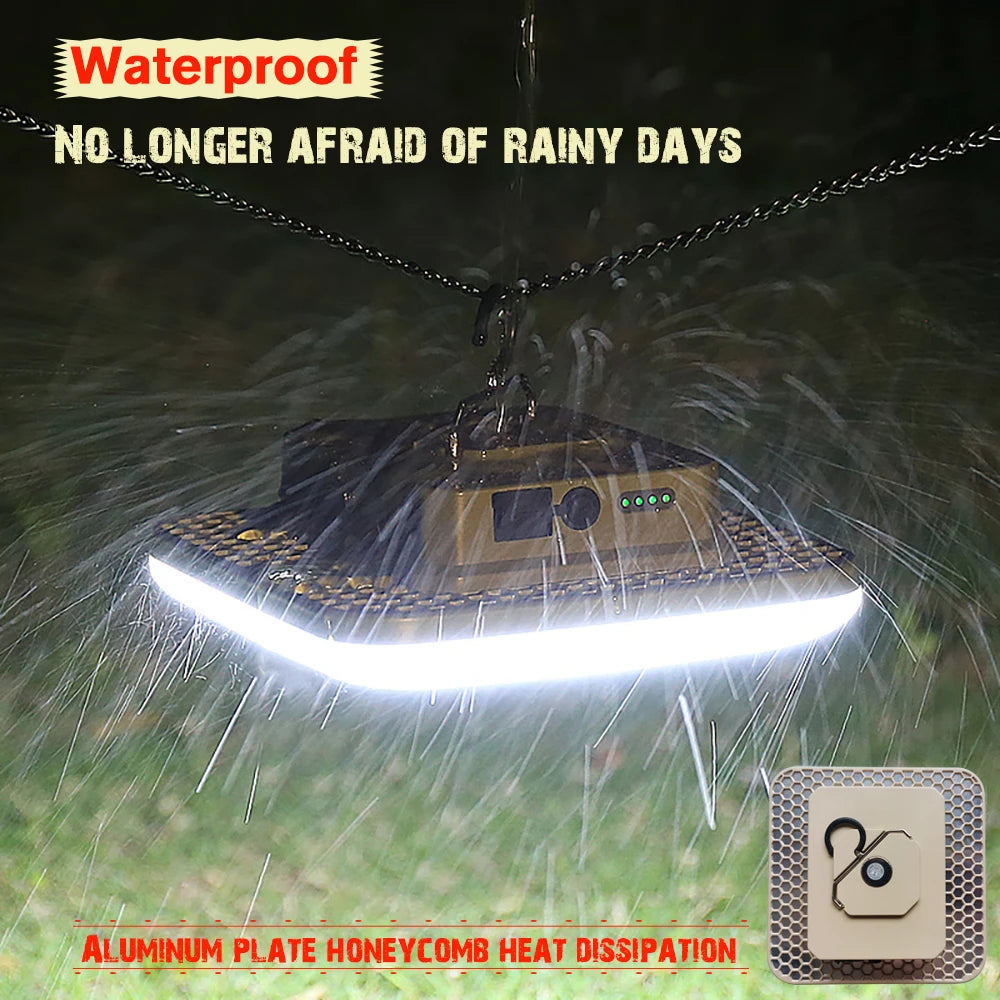 Kraftig LED campinglys 100W – Oppladbar nødlampe med magnet (18000mAh)