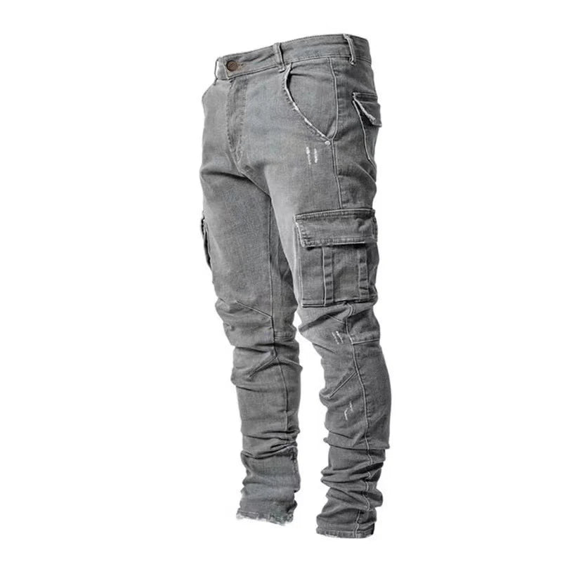 Elastiske Herrejeans med Cargo Lommer