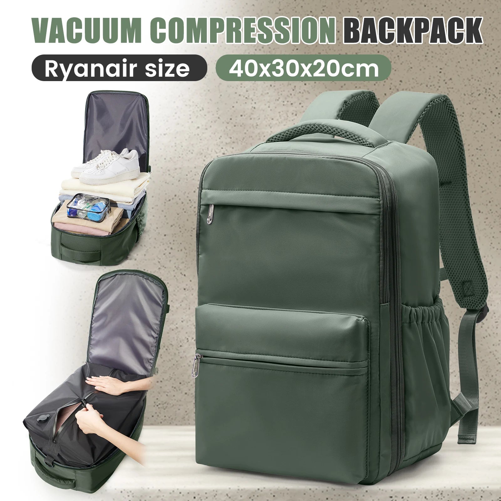 Vakuum Ryggsekk 40×30×20 – Komprimer klær og spar plass