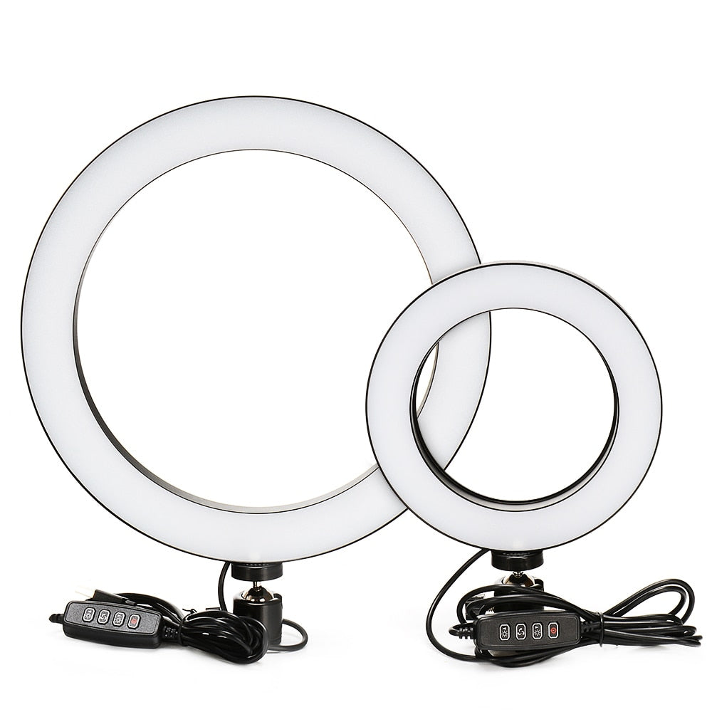 Dimbart LED-ringlys for kamera, mobil og video